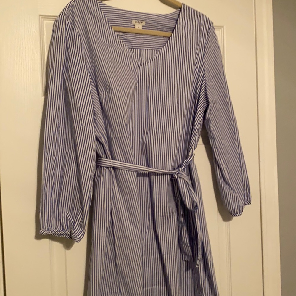 Blue and white striped dress